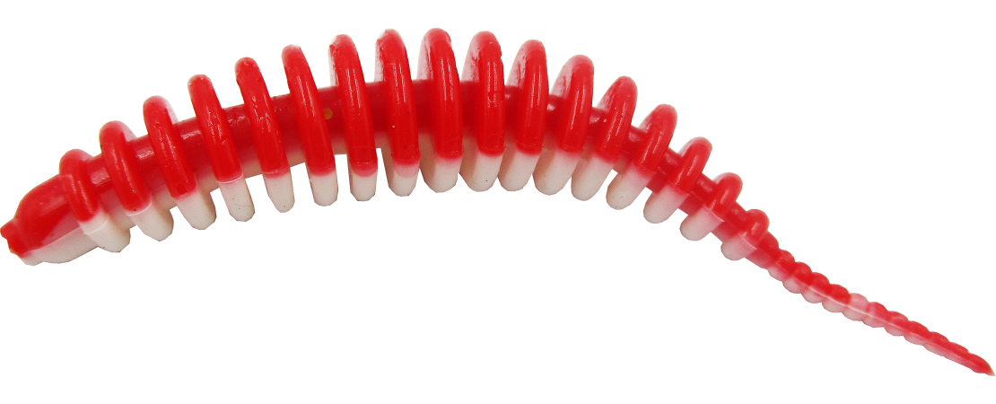 Pro Baits, Kunstköder Feinripp; Farbe: Rot-Weiß; Geschmack: Bubble Gum